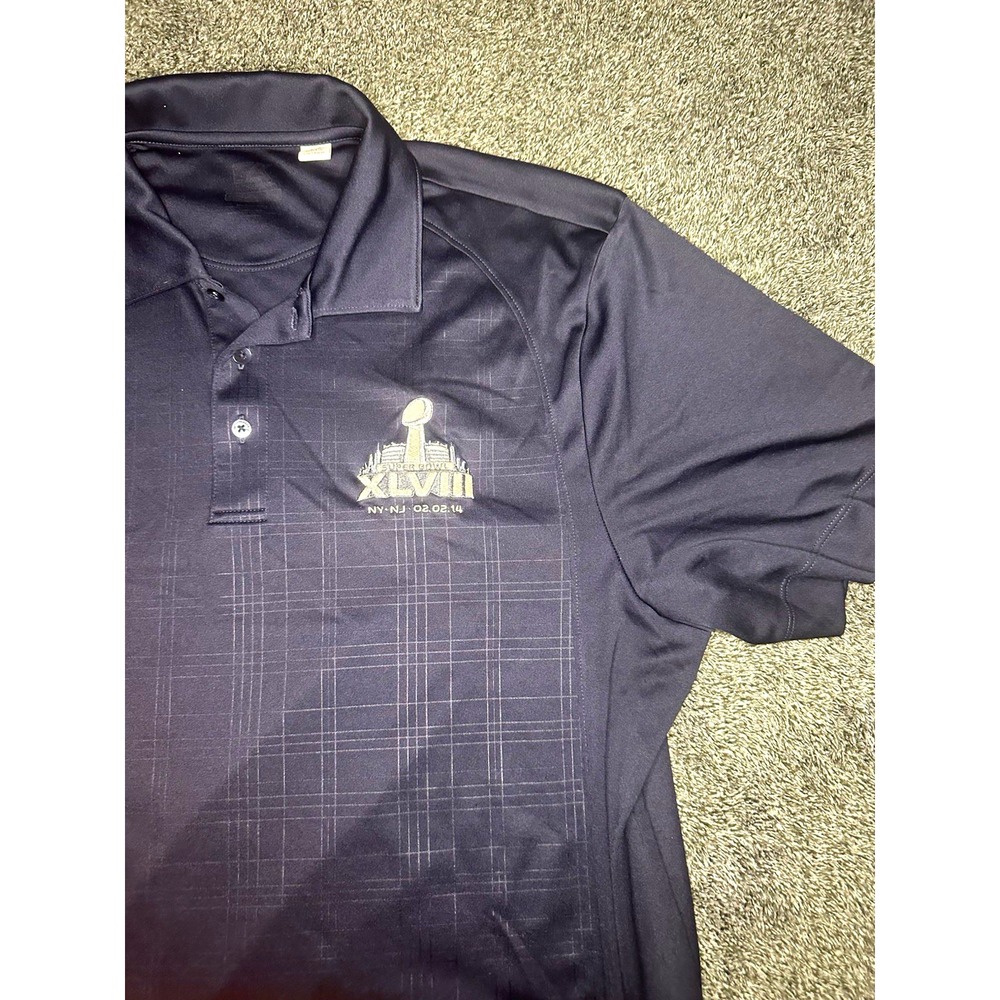 Super Bowl XLVIII 48 Polo Shirt Mens L Cutter Buck 2014 NY NJ NFL Football Golf